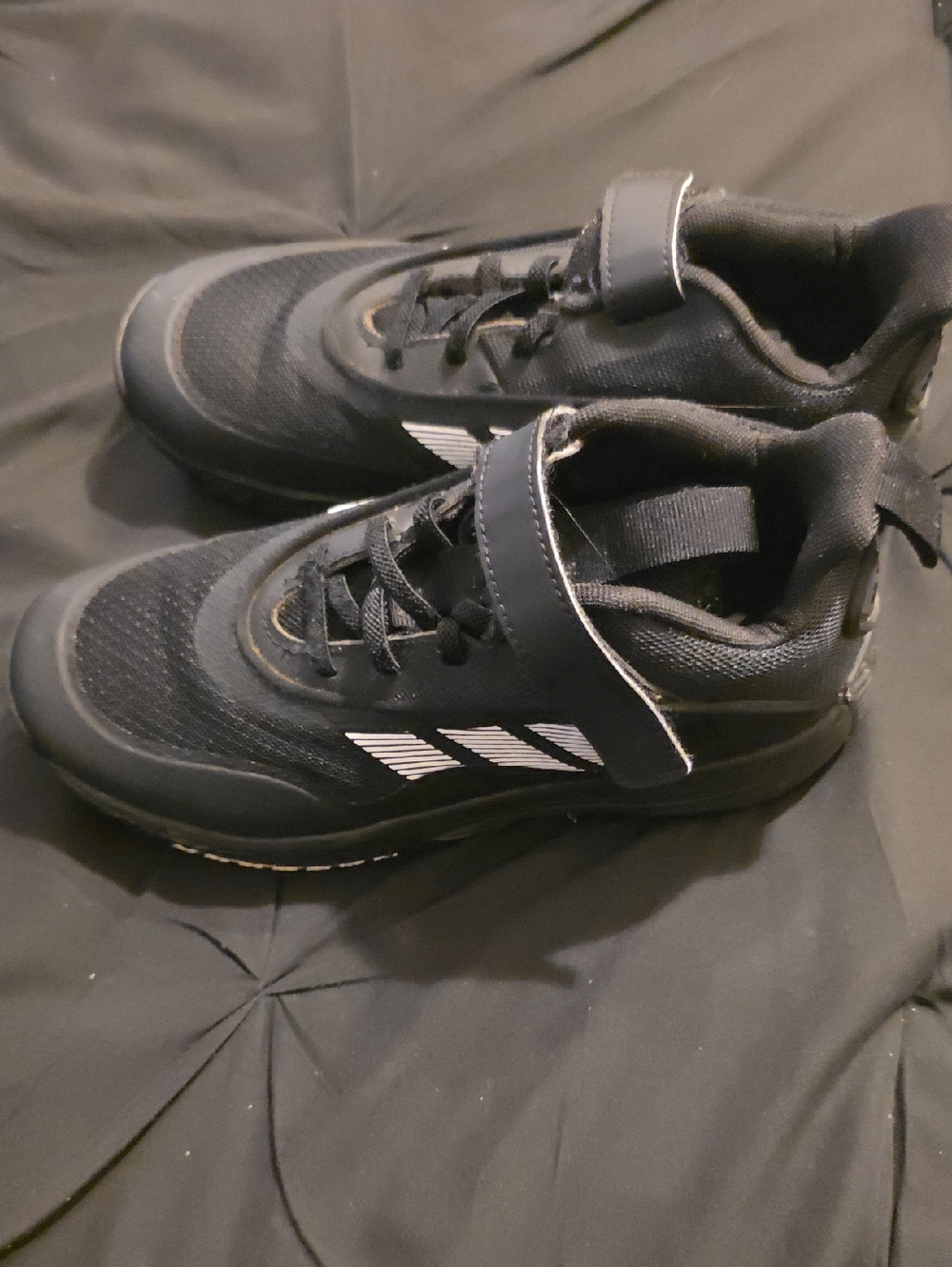adidas Kids Black Sneakers with White Stripe Accents